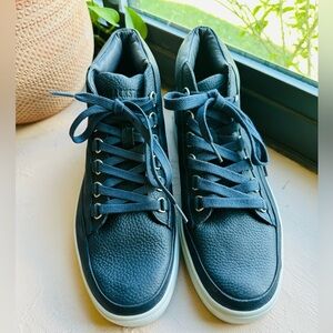 Blackstone Leather Navy Marine Blue High-Top Sneakers Size 42/US9